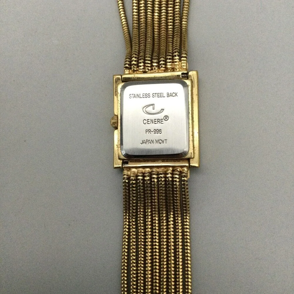 Cenere Womens Watch 24mm White MOP Dial Gold Tone Crystals New Battery 7.25